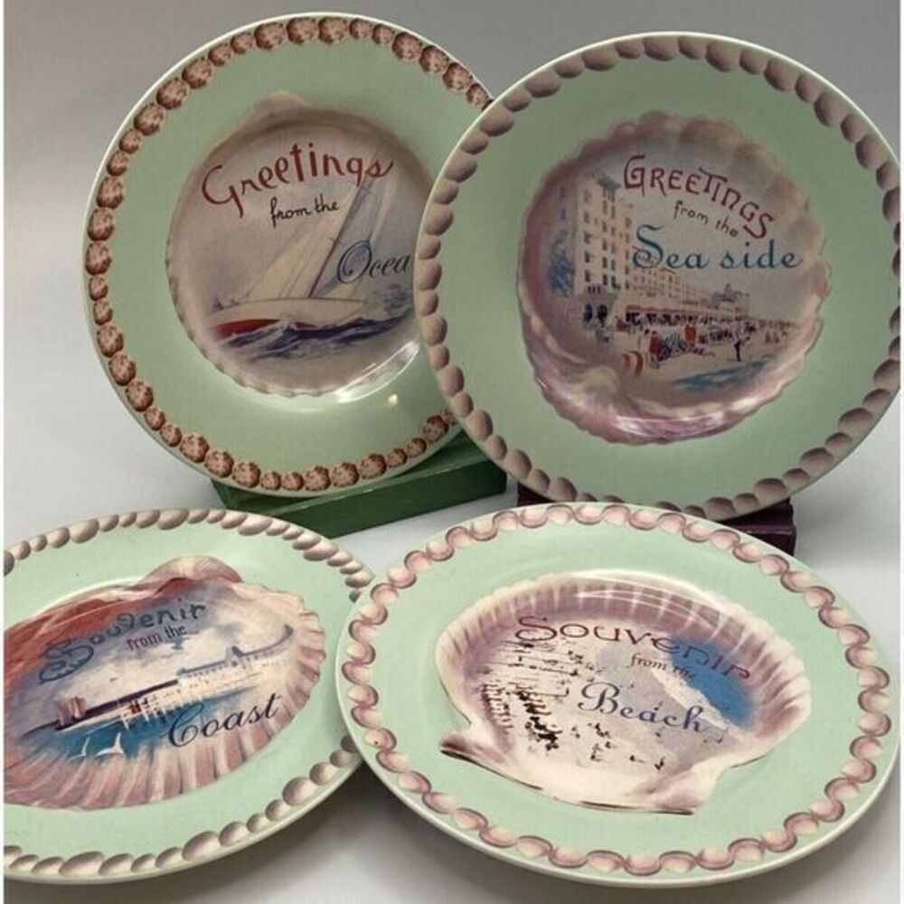 Rosanna Seaside Beach Vacation Appetizer‎ Plates Set of 4 Ocean
